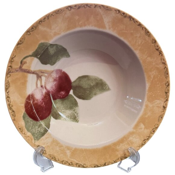 Cheri Blum 222 Fifth Cortland Rimmed Pasta Bowl 9" Round Stoneware Plums Tuscan* - Picture 3 of 5